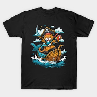 Shark Adventure with Cat T-Shirt